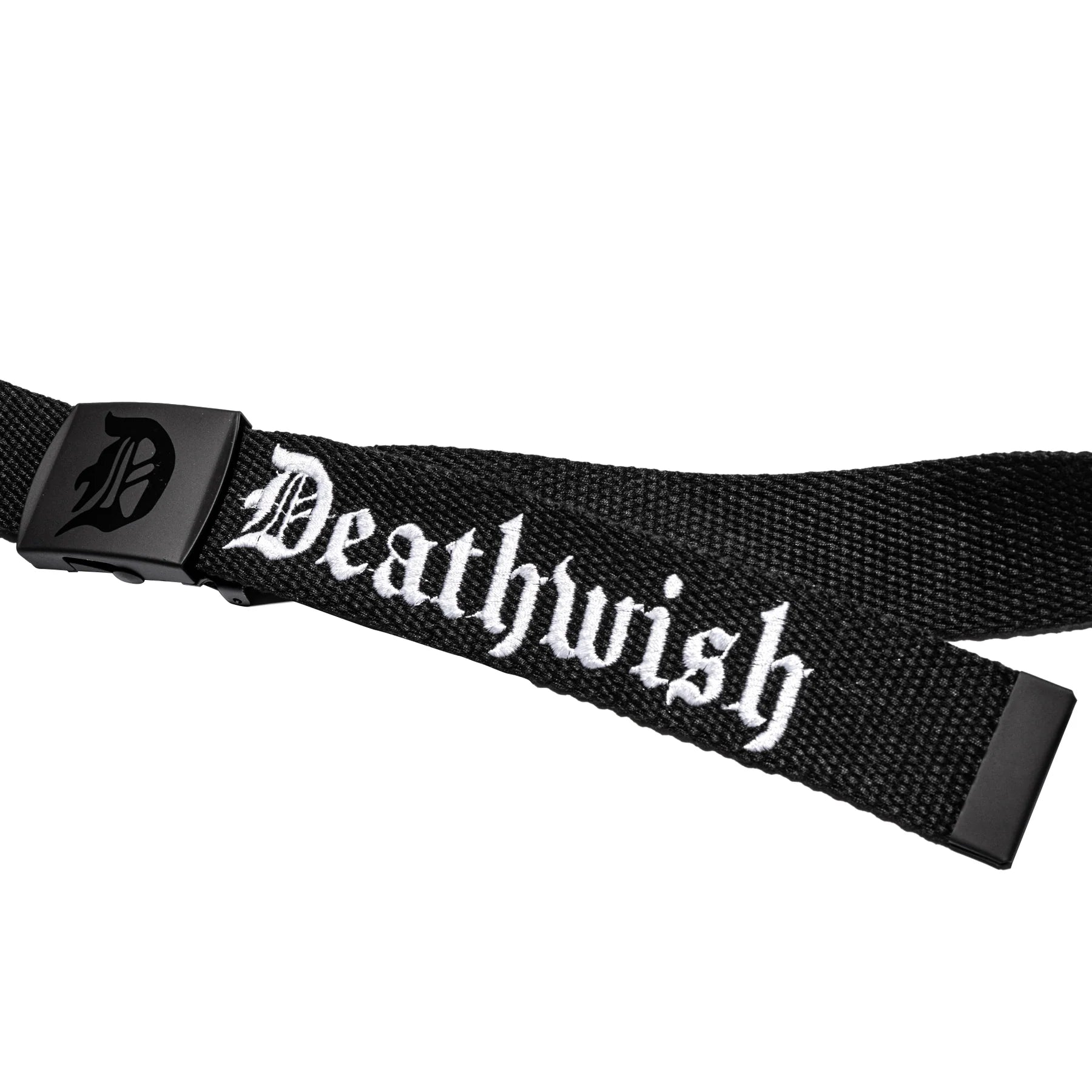 Black belt with 'Deathwish' logo on a white background