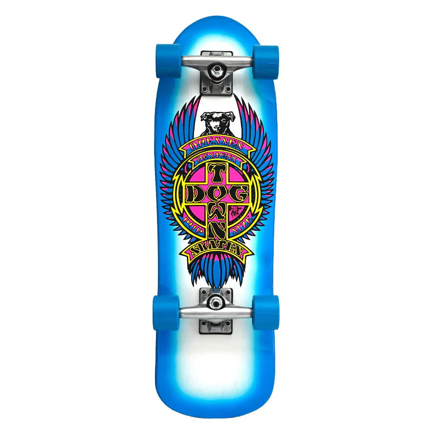 Skateboard with colorful design on a white background