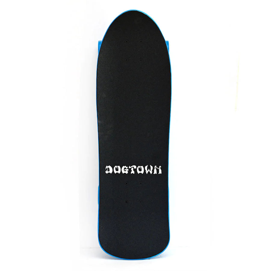 Black skateboard deck with 'Doetown' branding on a white background