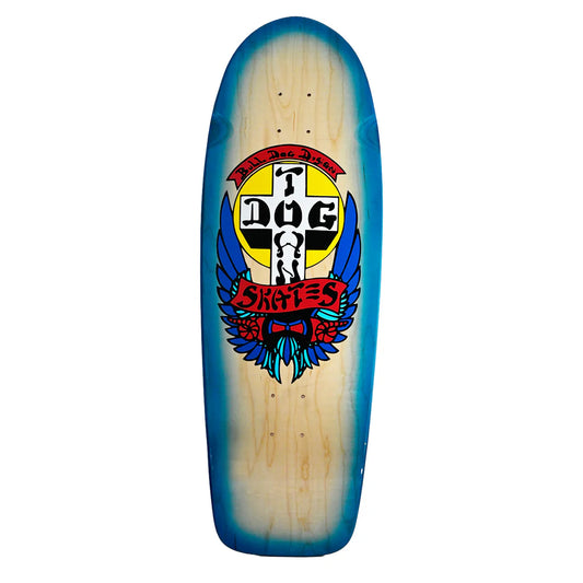 Dogtown Skateboard Deck Bull Dog 70s Rider Natural Blue 10.0