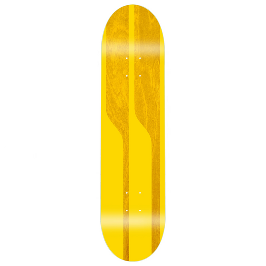 Yellow skateboard deck on a white background
