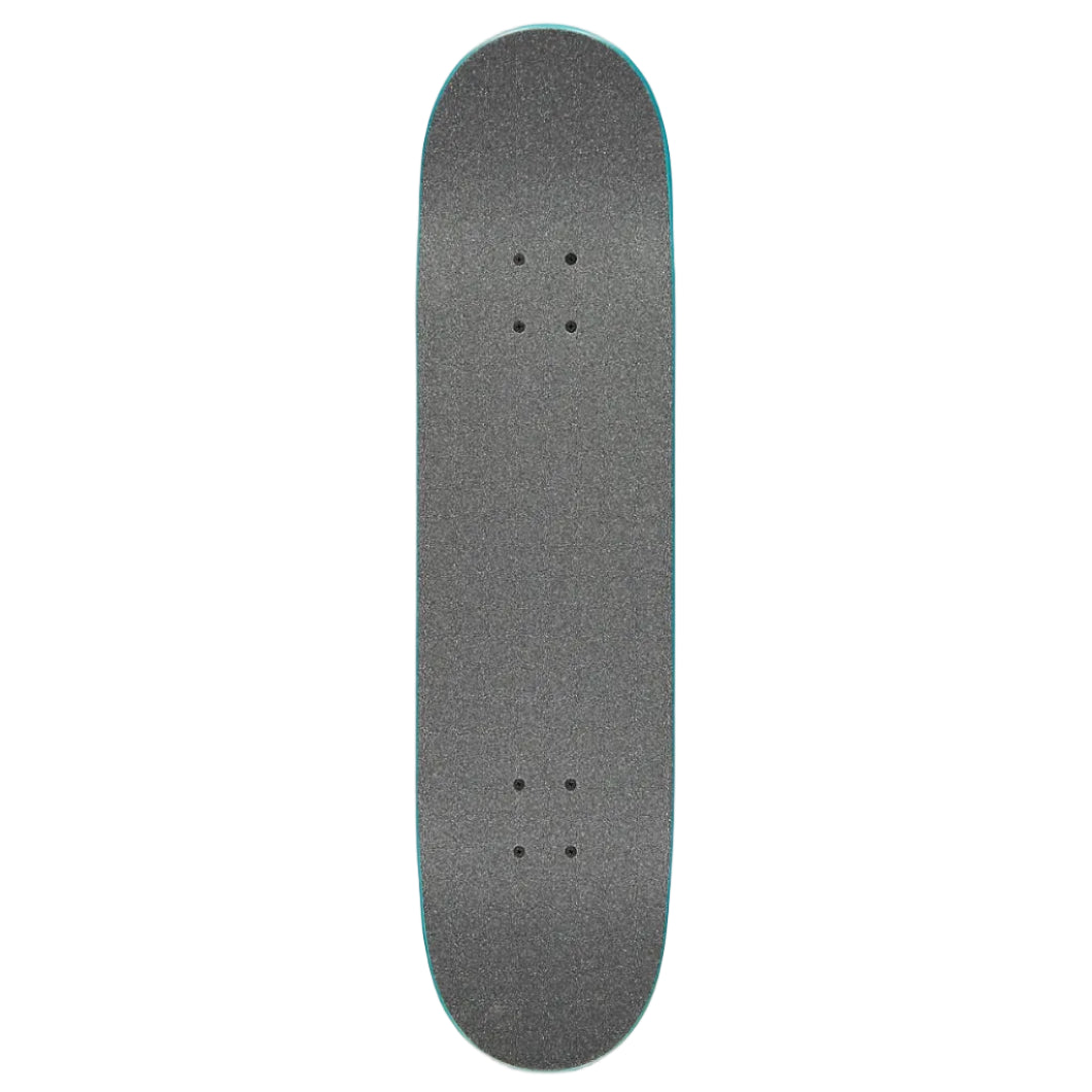 Skateboard deck with a textured surface on a white background
