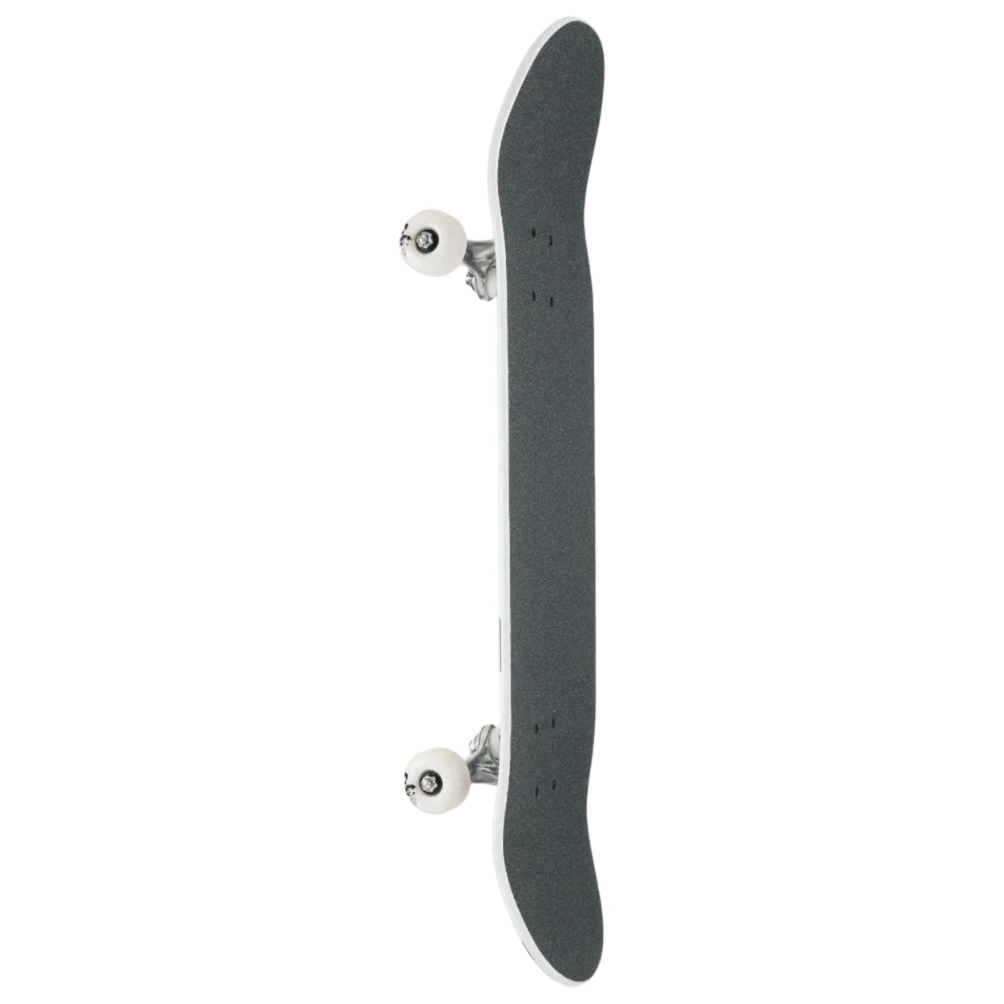 Skateboard deck with trucks and wheels on a white background