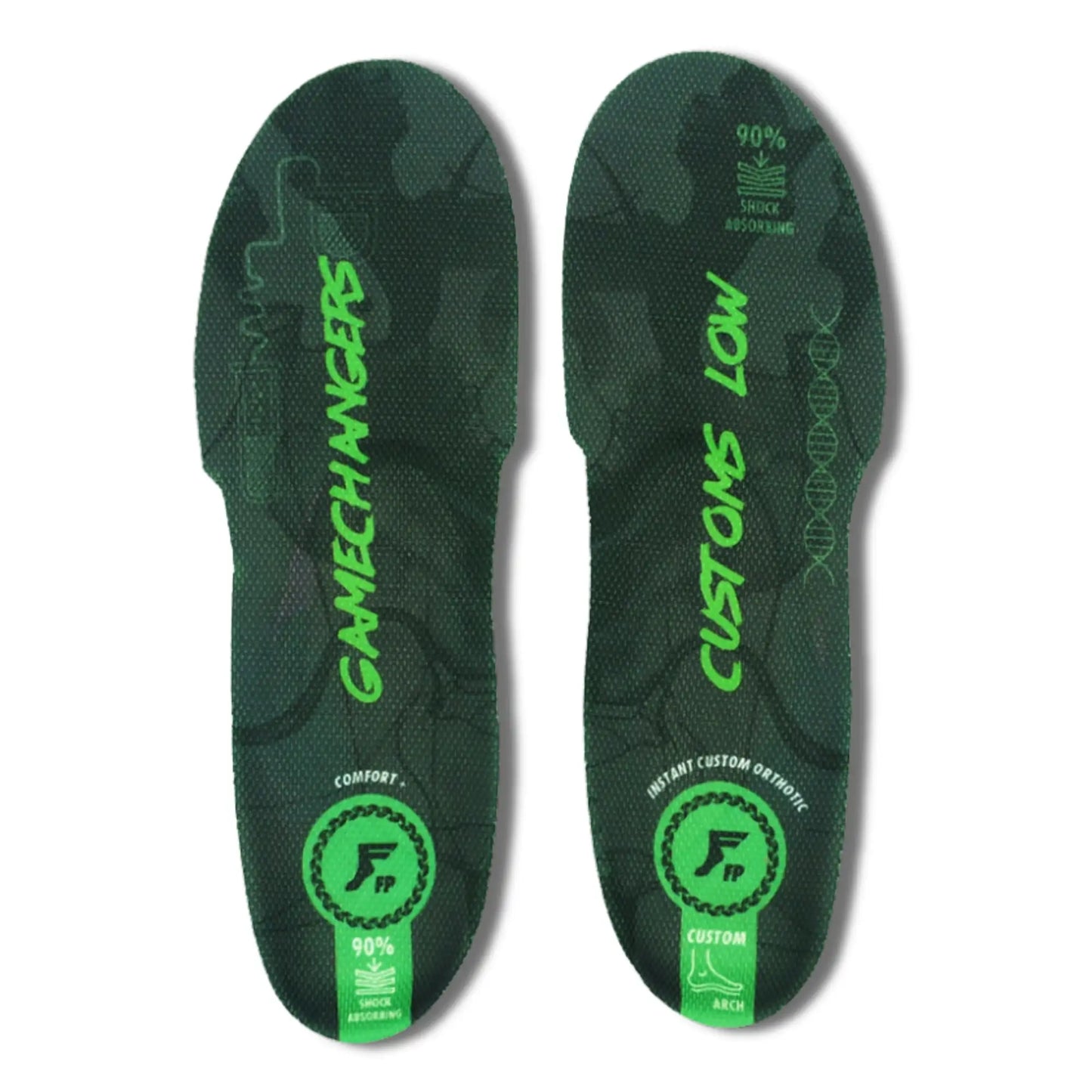 Green insole with 'GameChangers' branding on a white background