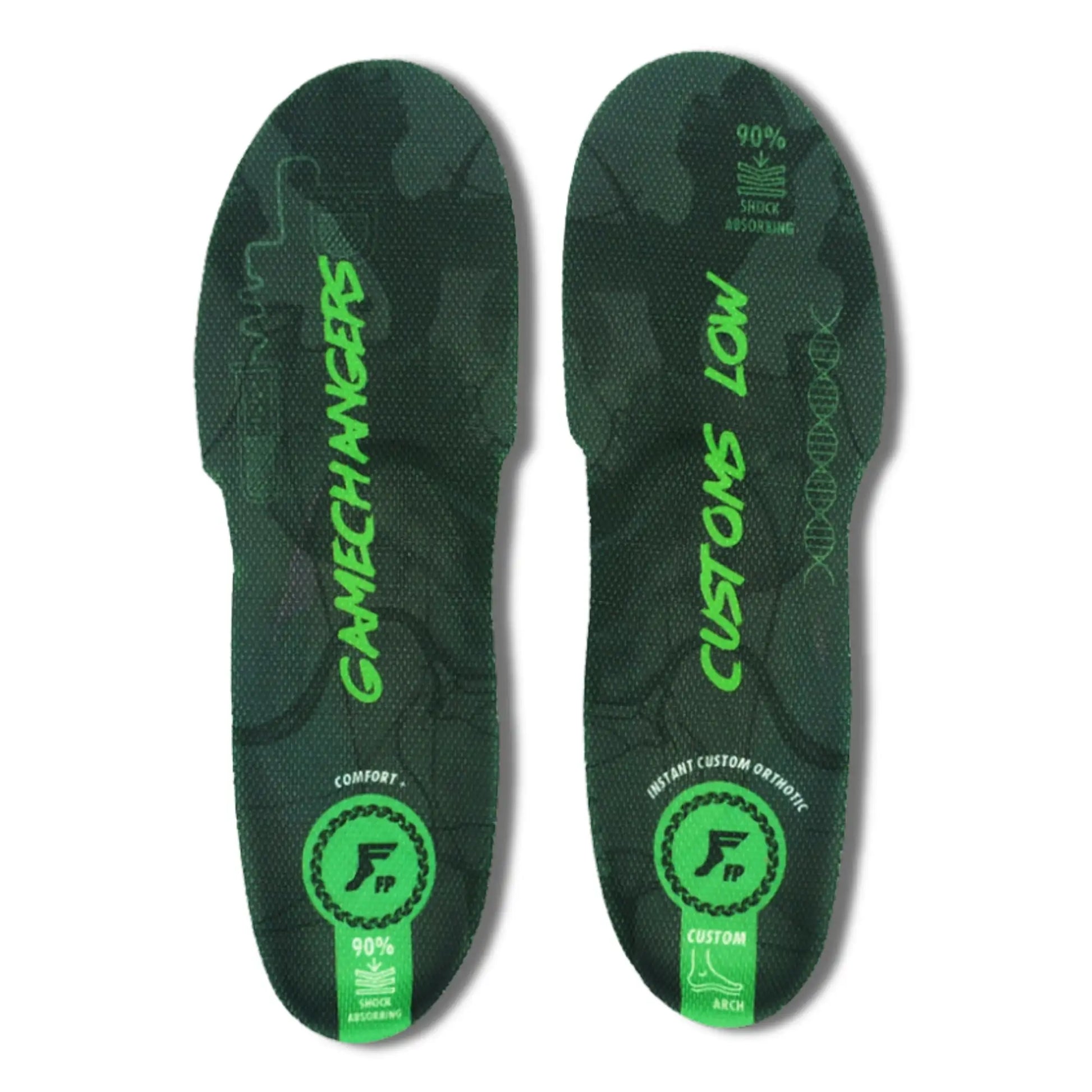 Green insole with 'GameChangers' branding on a white background
