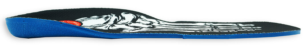 Table tennis paddle with a black and blue design on a white background