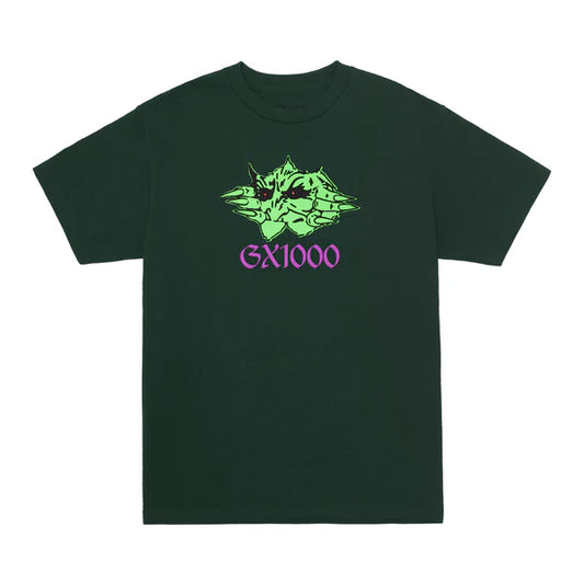 Dark green t-shirt with green graphic and 'EX1000' text on a white background