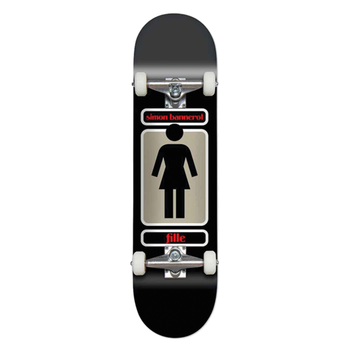 Skateboard with a graphic design on a white background
