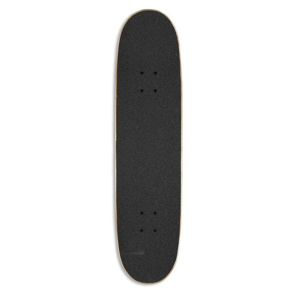 Black skateboard deck on a white background