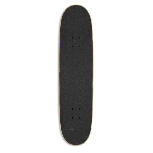 Black skateboard deck on a white background