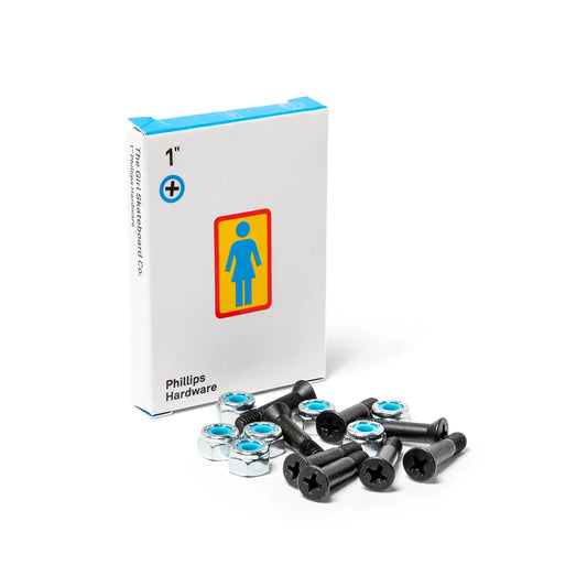 Box of Phillips hardware with screws on a white background