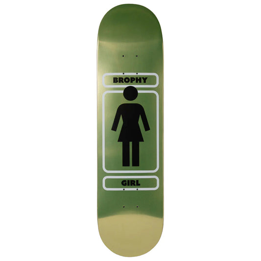 Skateboard deck with a graphic design on a white background