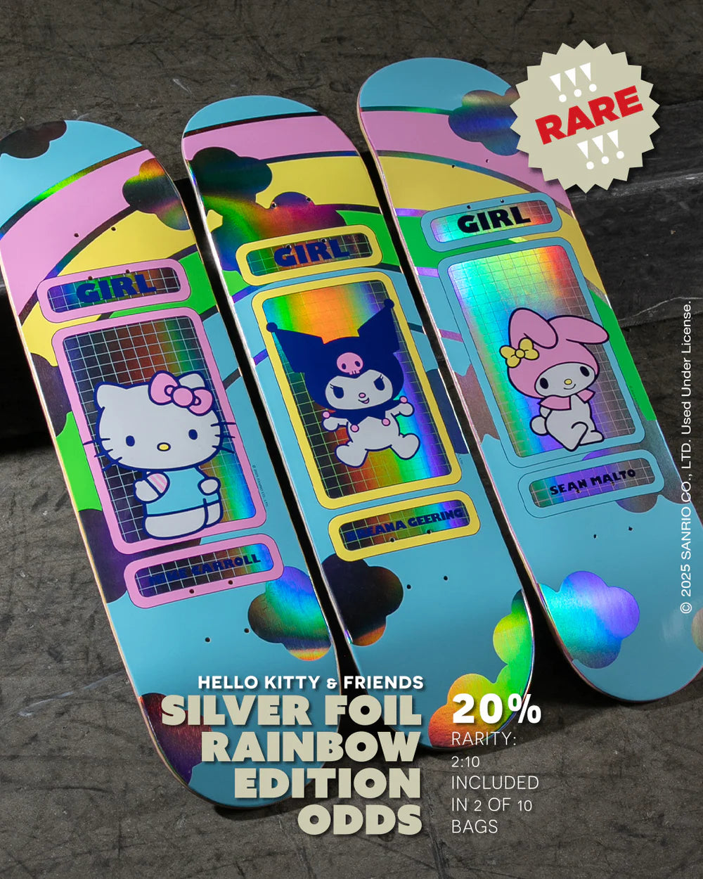 Girl Skateboard Deck Hello Kitty & Friends Rainbow Blind Bag 8.0