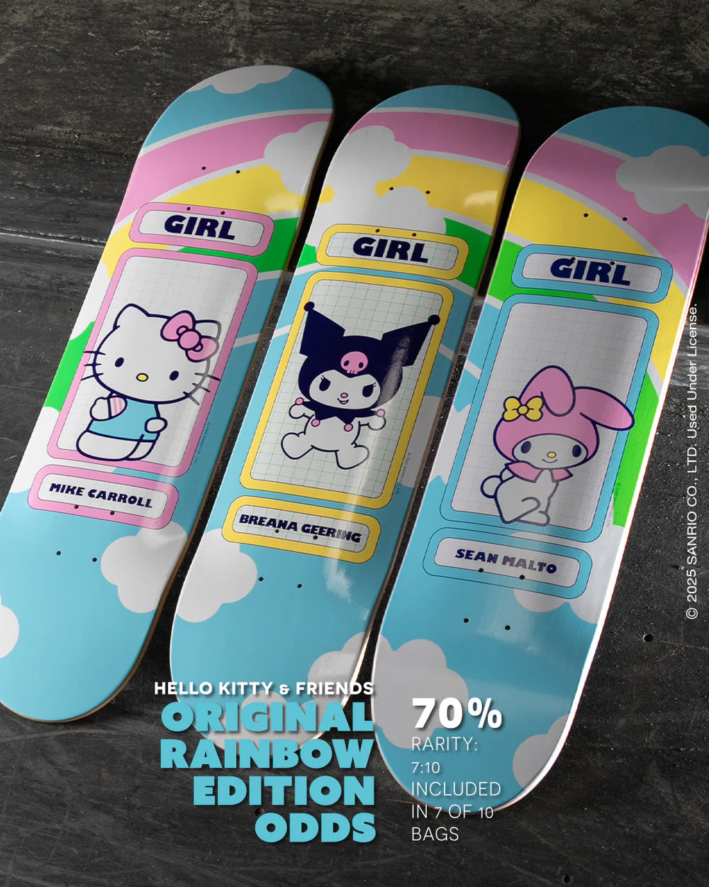 Girl Skateboard Deck Hello Kitty & Friends Rainbow Blind Bag 8.0