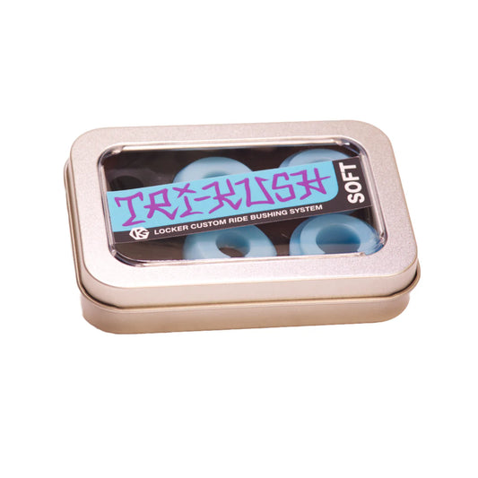 Packaged blue bushings with 'Triumph' branding on a white background