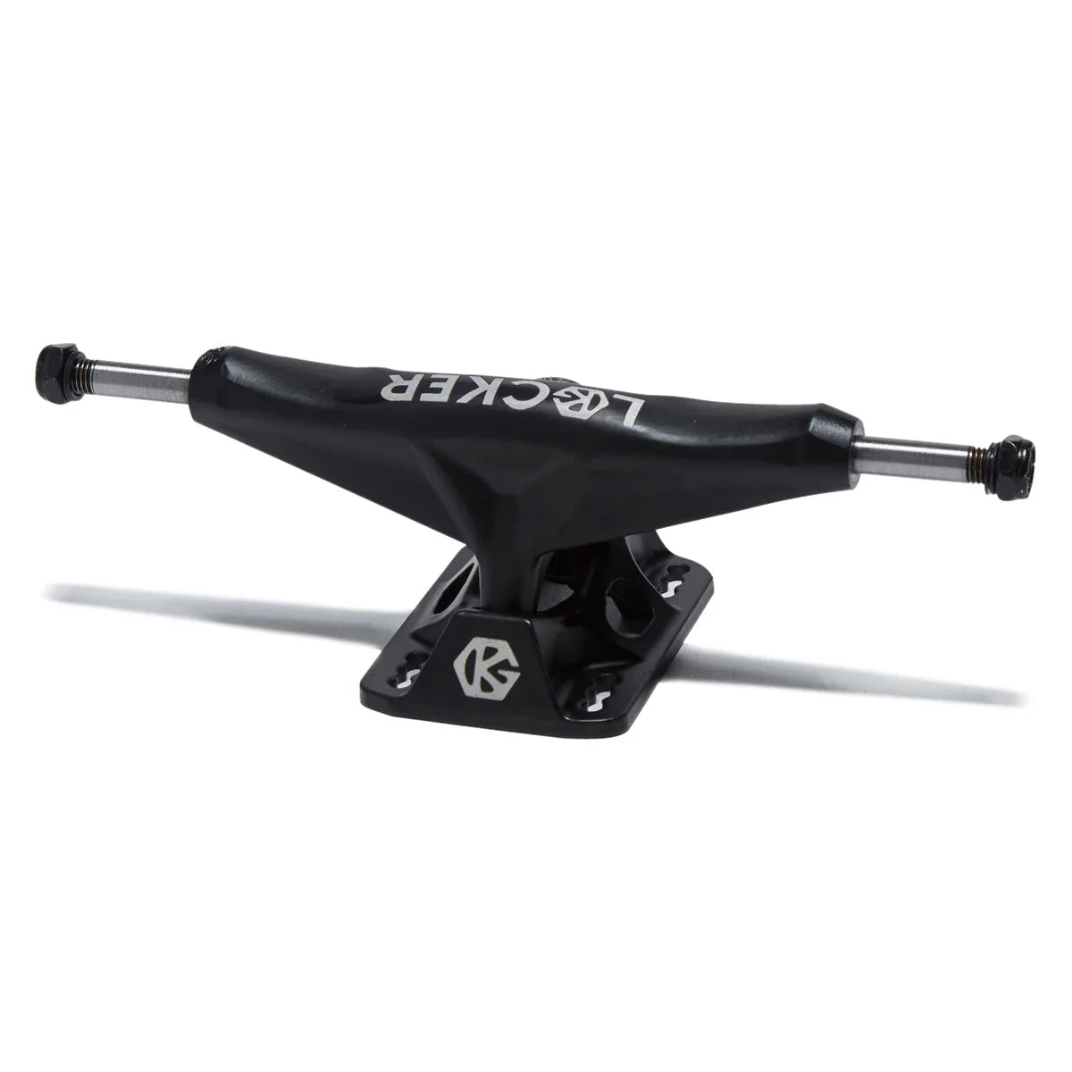 Black skateboard truck with 'Locker' branding on a white background