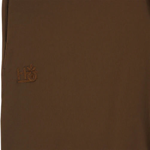 Brown fabric with a logo on a brown background