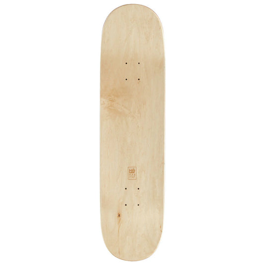 Plain wooden skateboard deck on a white background