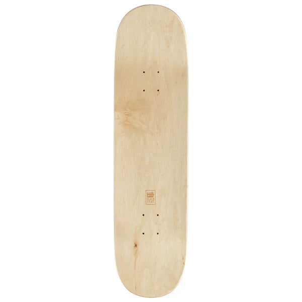 Plain wooden skateboard deck on a white background