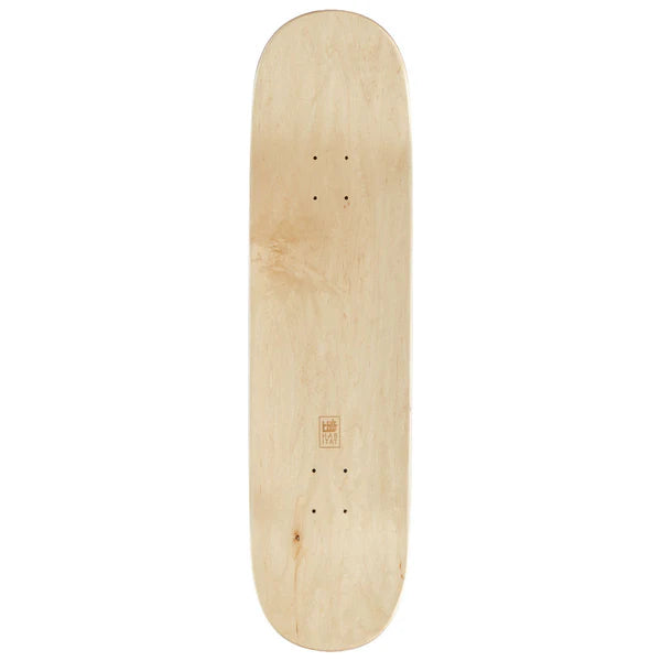 Plain wooden skateboard deck on a white background