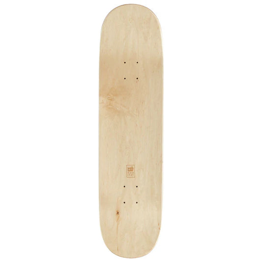 Plain wooden skateboard deck on a white background