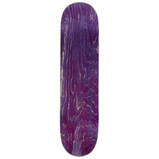 Purple skateboard deck with a marbled pattern on a white background