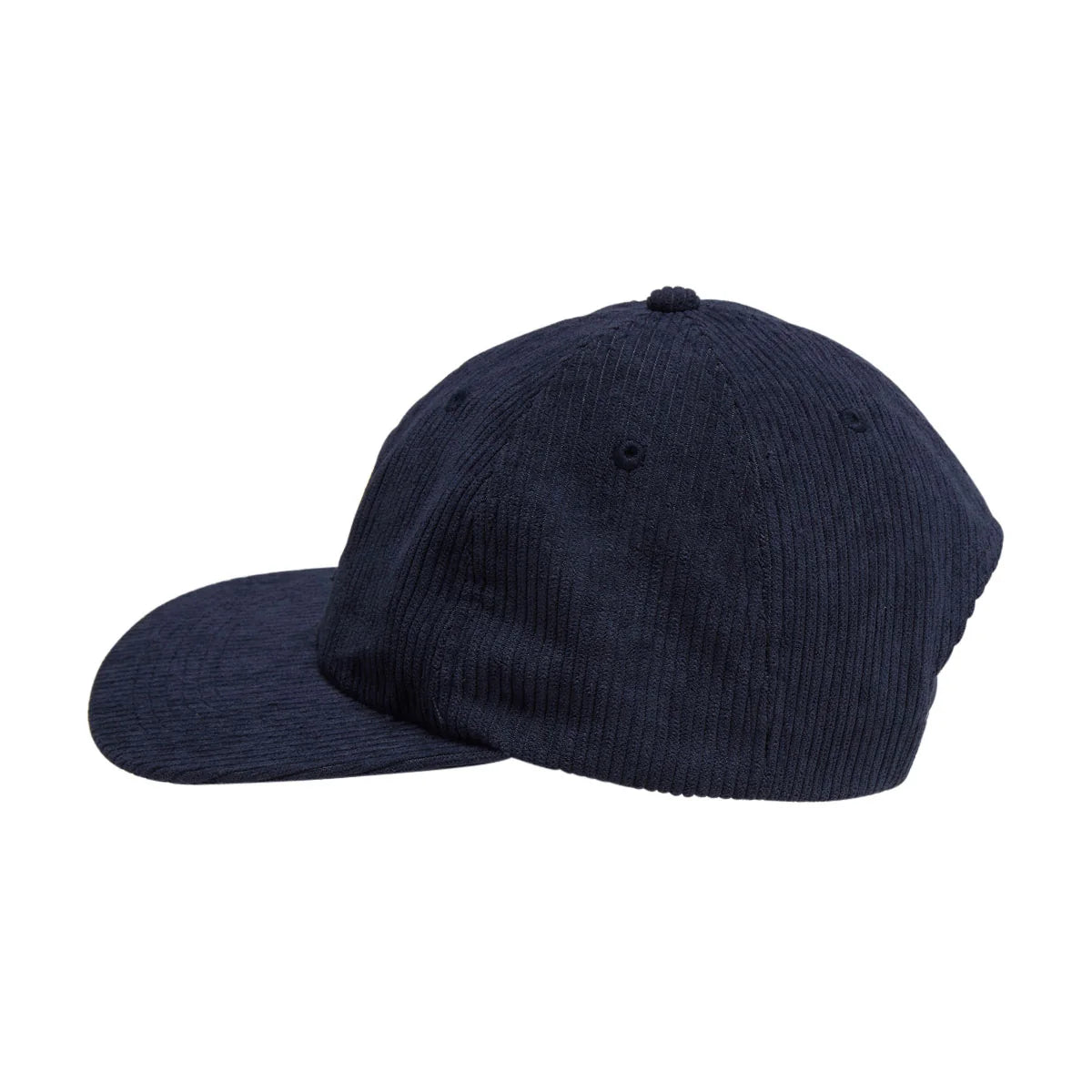 Black cap on a wire stand against a plain background