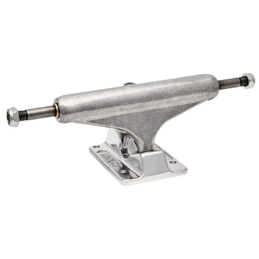 Silver skateboard truck on a white background
