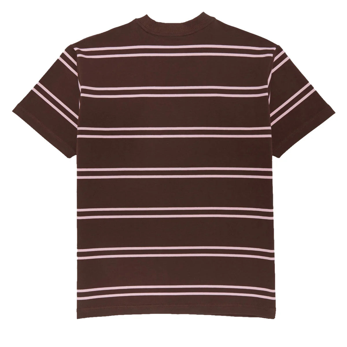 Brown and white striped t-shirt on a white background