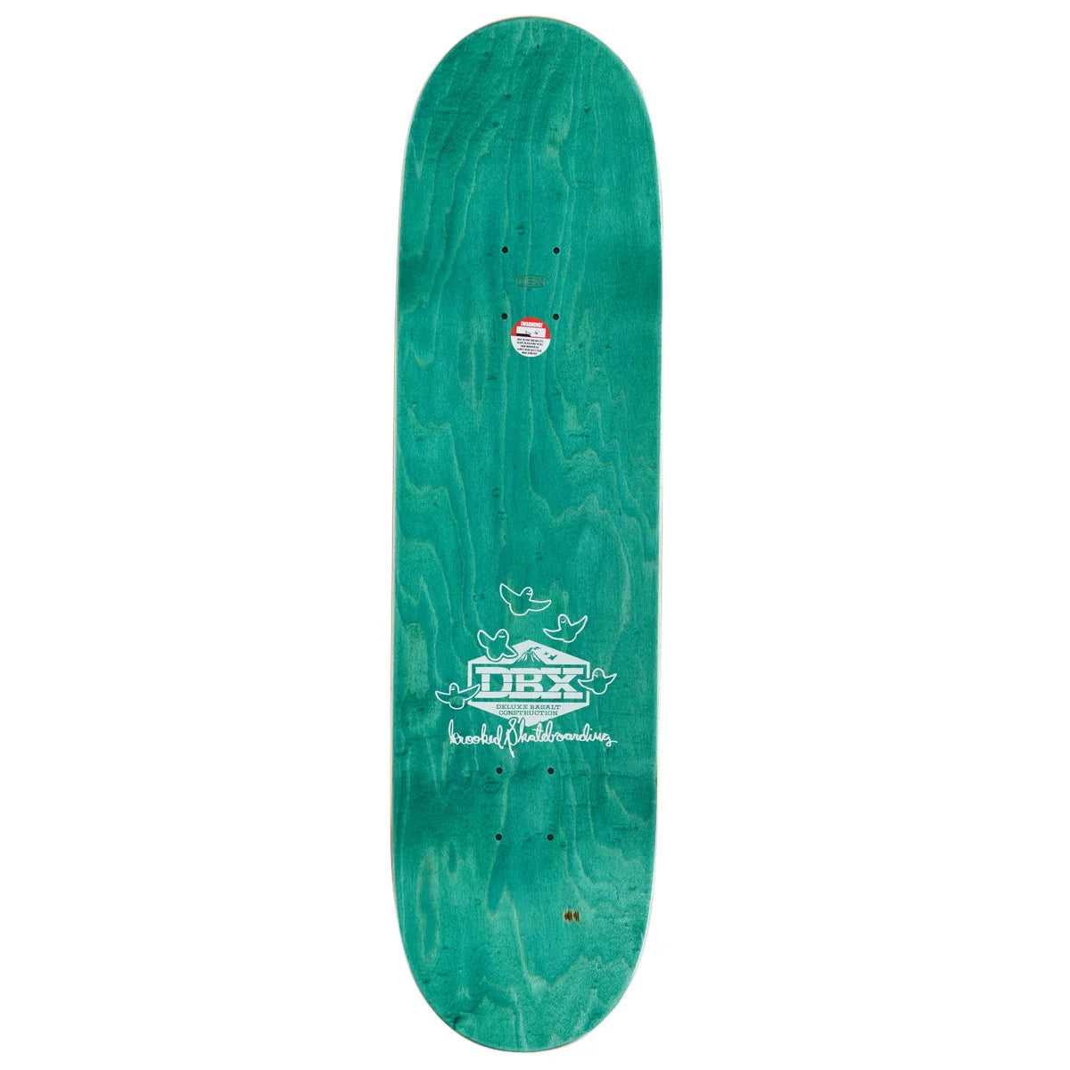 A teal green skateboard deck with a white printed logo for 'Dixxx Skateboards' in the center, shown against a plain white background.