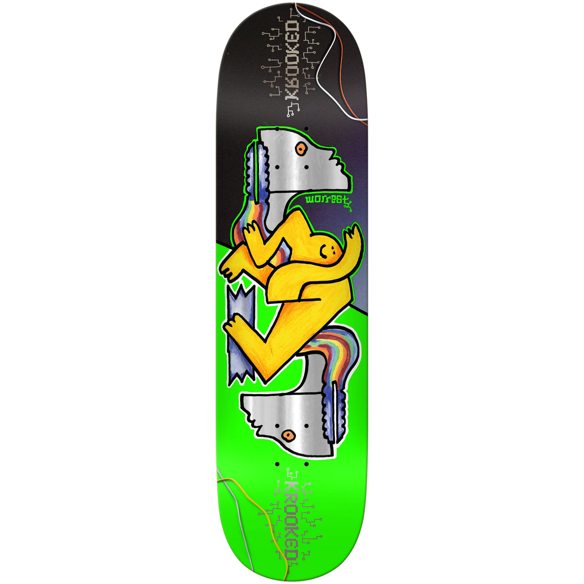 Krooked Skateboard Deck Worrest Neon Robot Twin Slick 8.3
