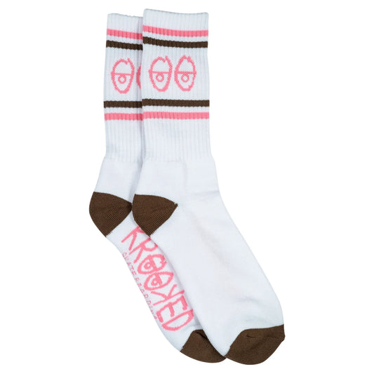 Krooked Socks Eyes White Brown Pink