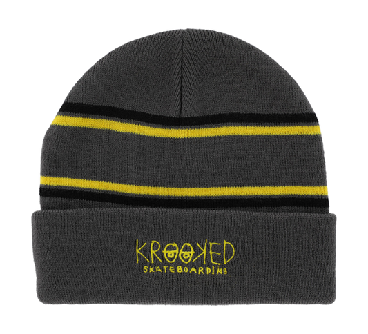 Krooked Krooked Eyes Beanie Charcoal Yellow Black