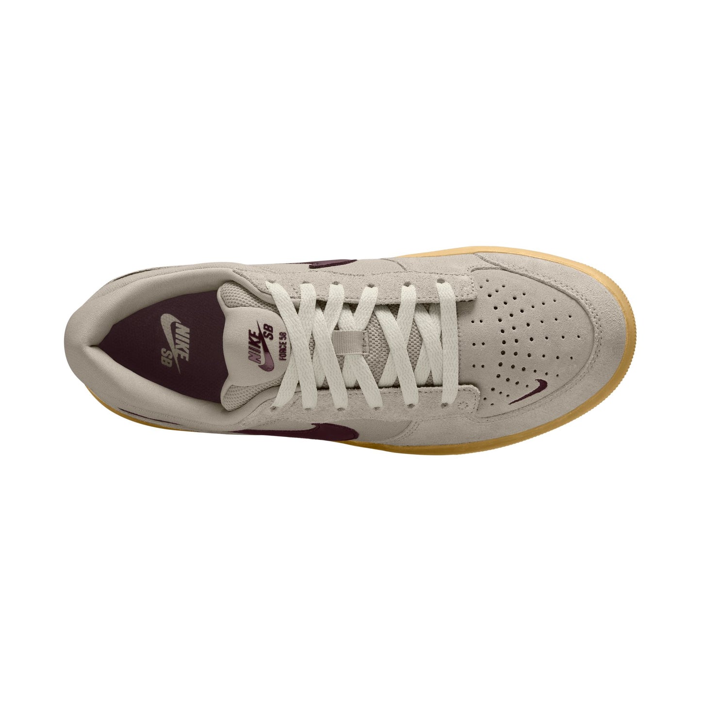 Beige sneaker with white laces on a white background