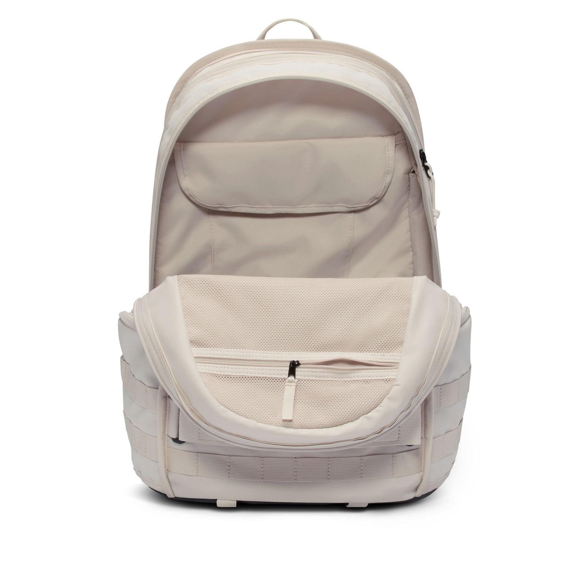 Beige backpack on a white background