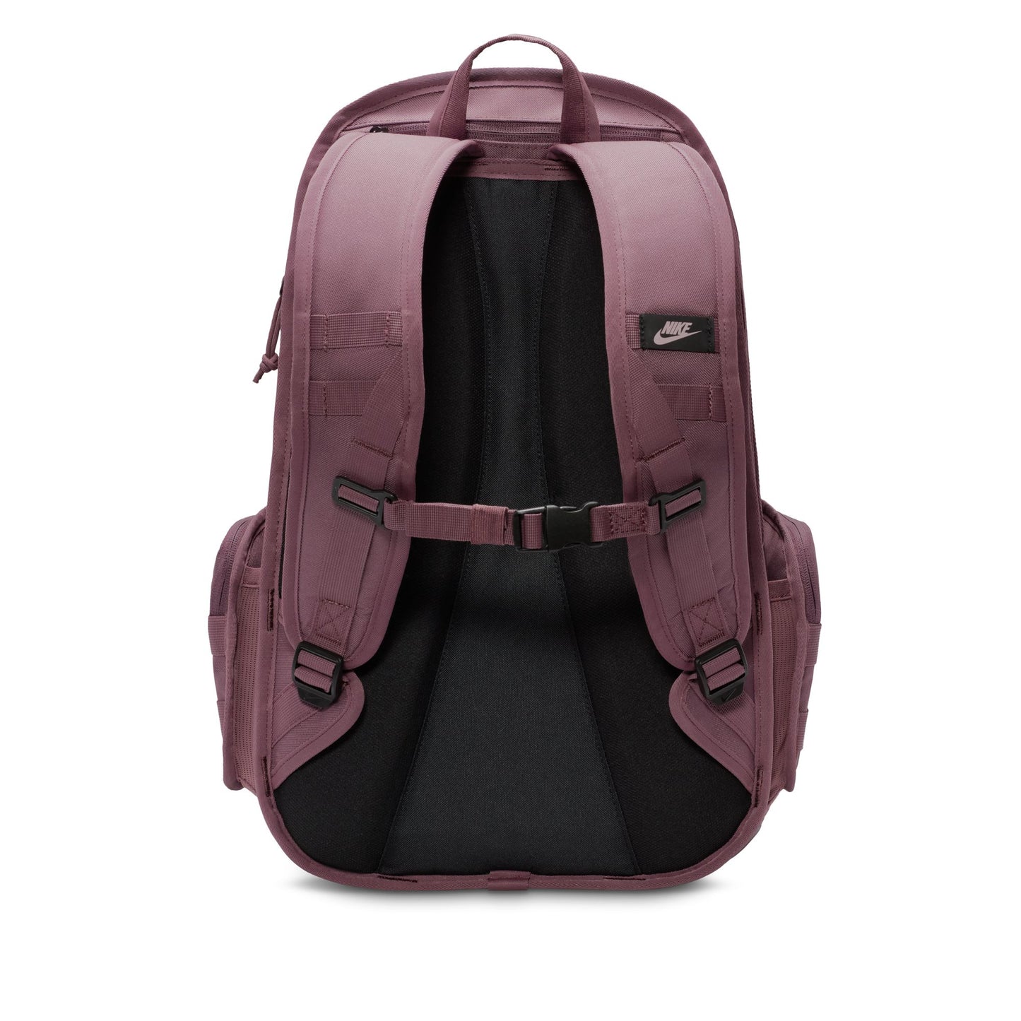 Purple backpack with a visible brand logo on a white background