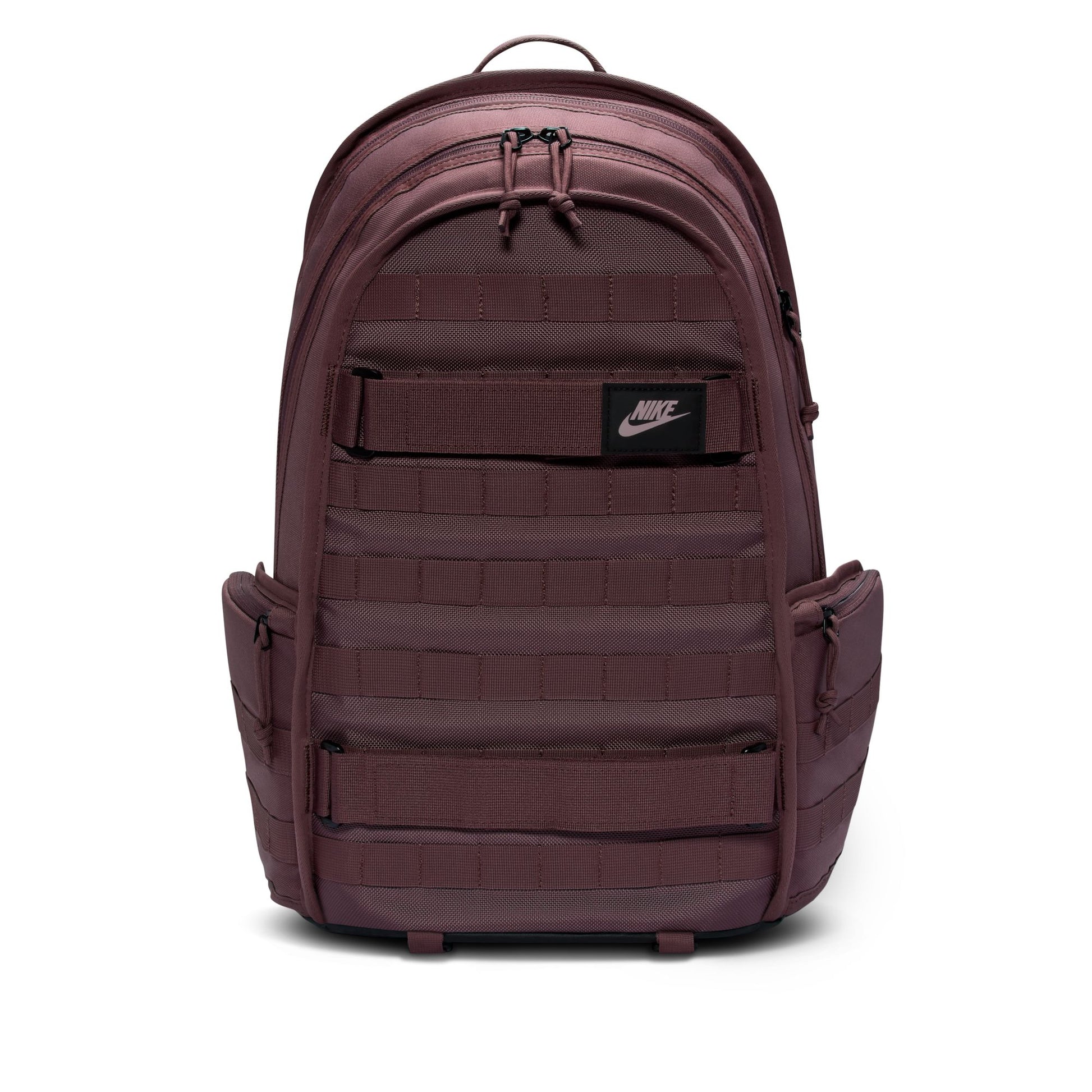 Maroon backpack with Nike logo on a white background