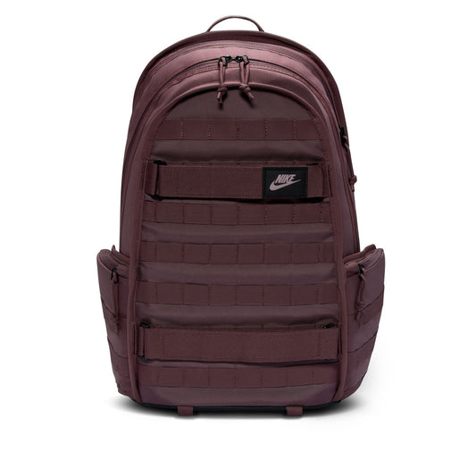 Maroon backpack with Nike logo on a white background