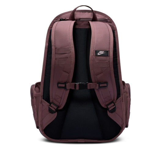 Maroon backpack with a visible brand logo on a white background