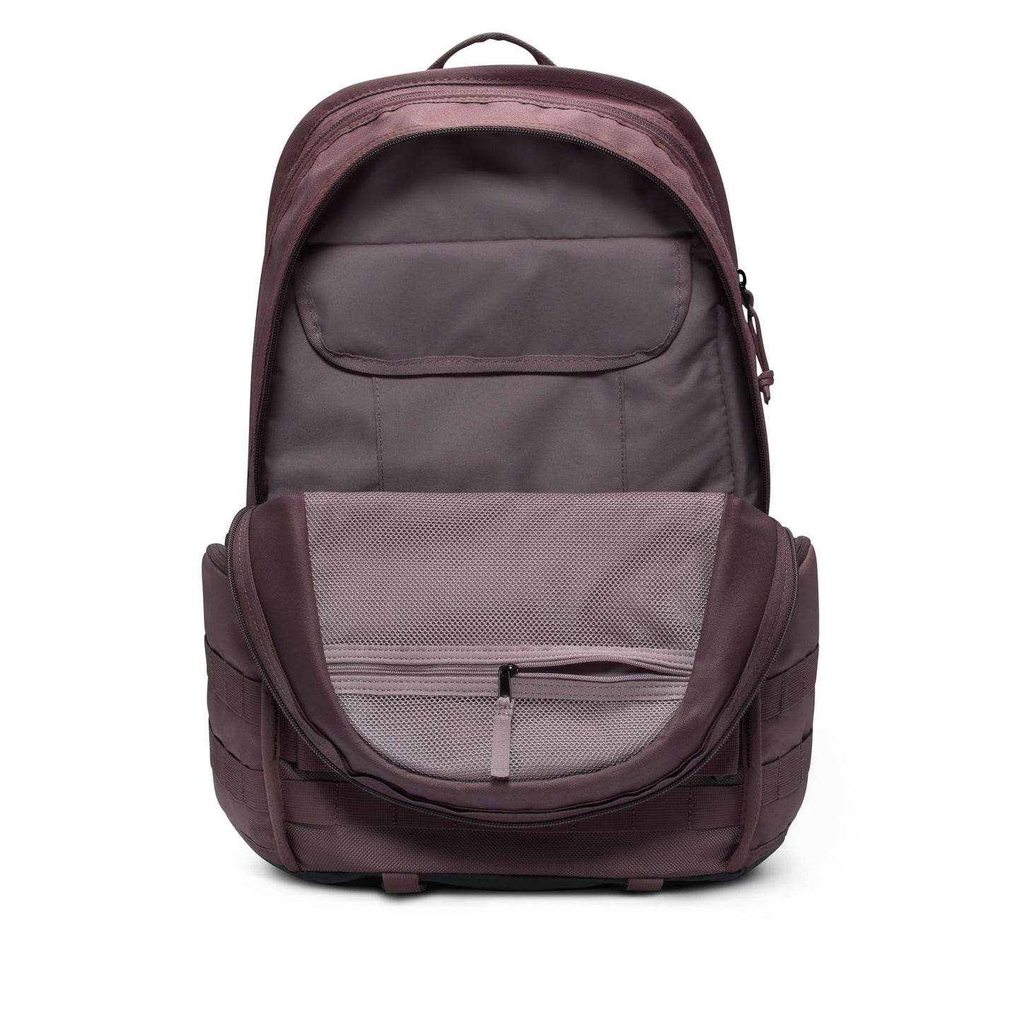 Purple backpack on a white background
