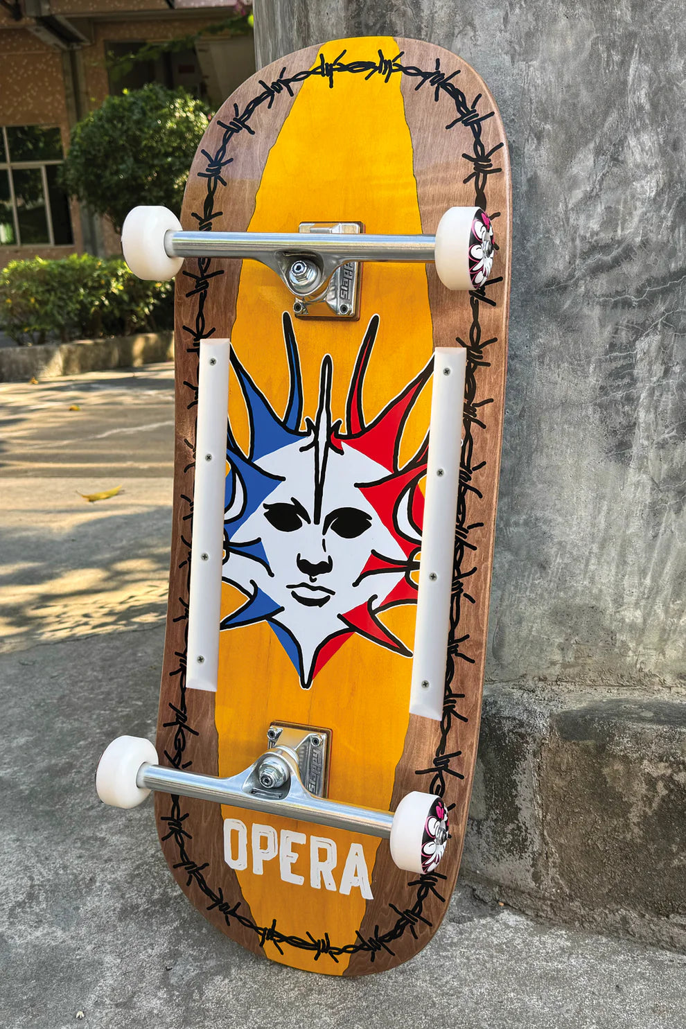Opera Complete Skateboard Fatties Torn Spike Brown Yellow 12.0