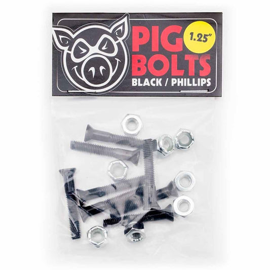 Pig Hardware 1 1/4 Inch Phillips Black Silver