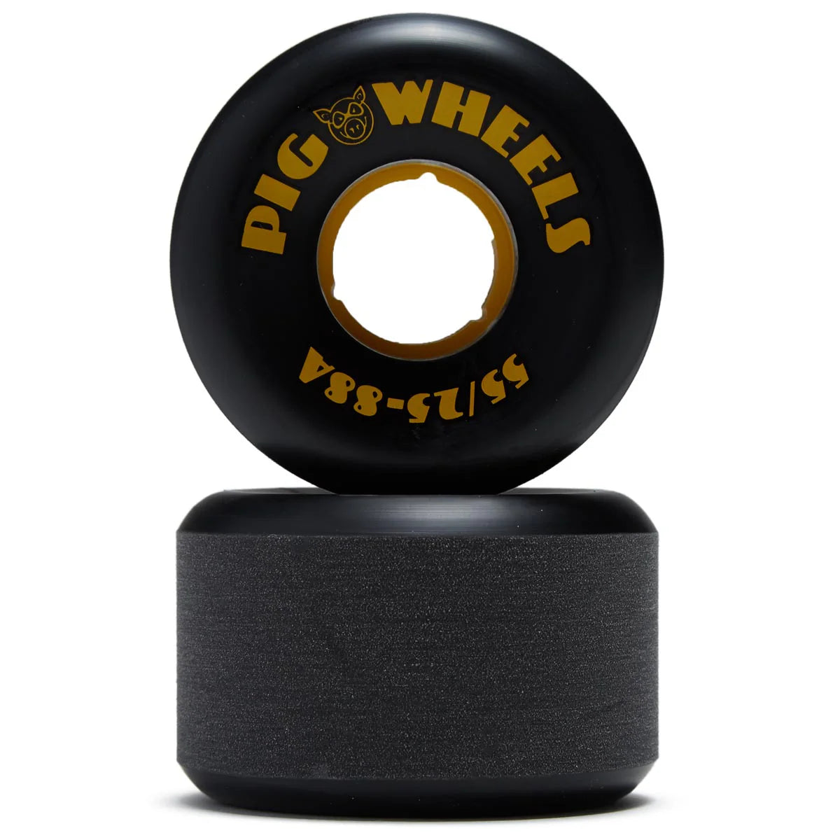 Black skateboard wheel with 'Big Wheels' branding on a white background