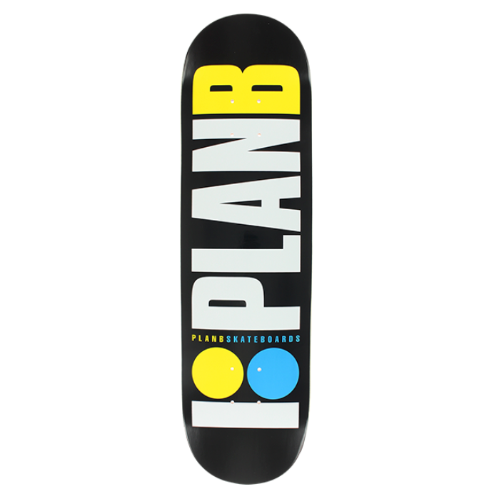 Skateboard deck with 'PLAN B' logo on a white background