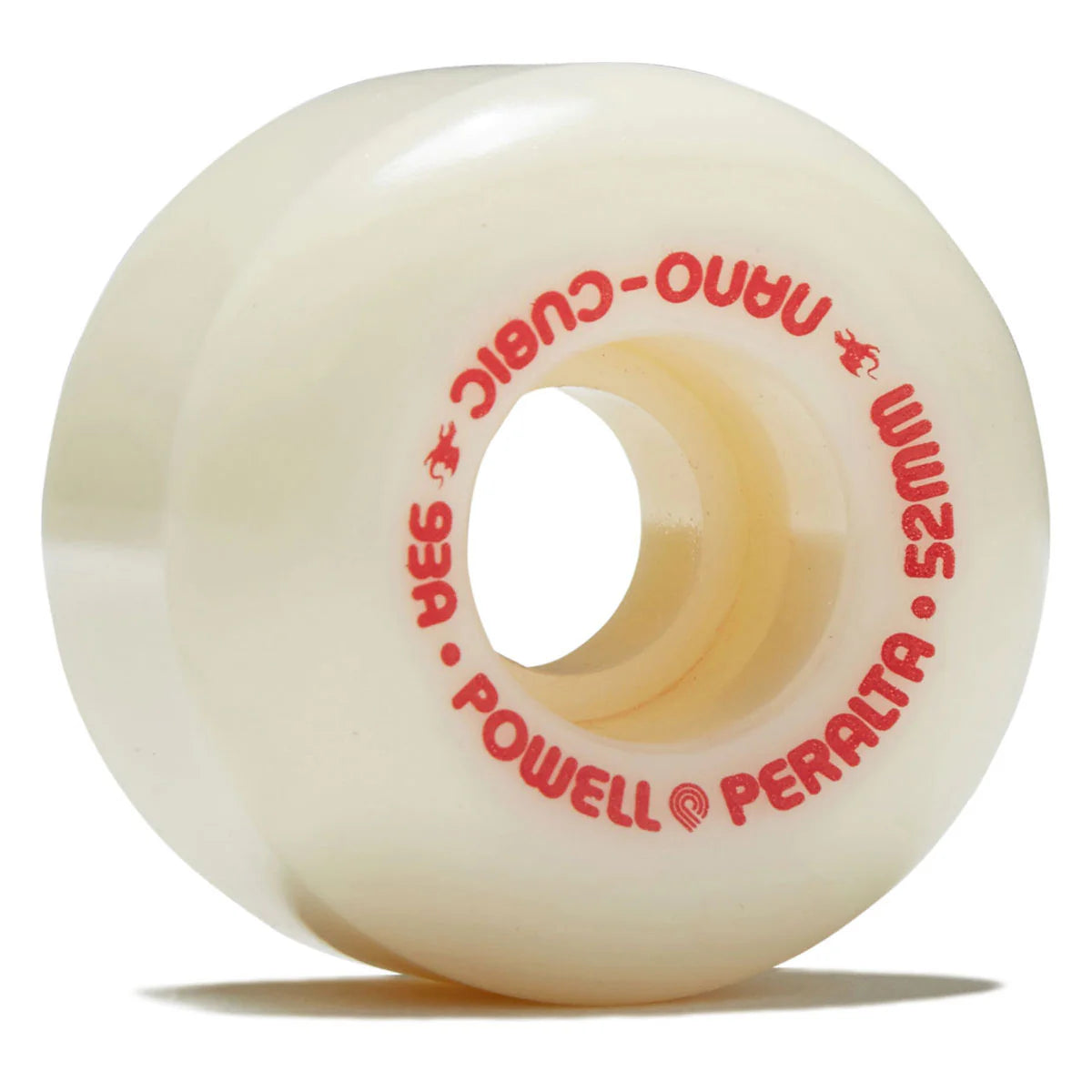 Skateboard wheel with Powell Peralta branding on a white background