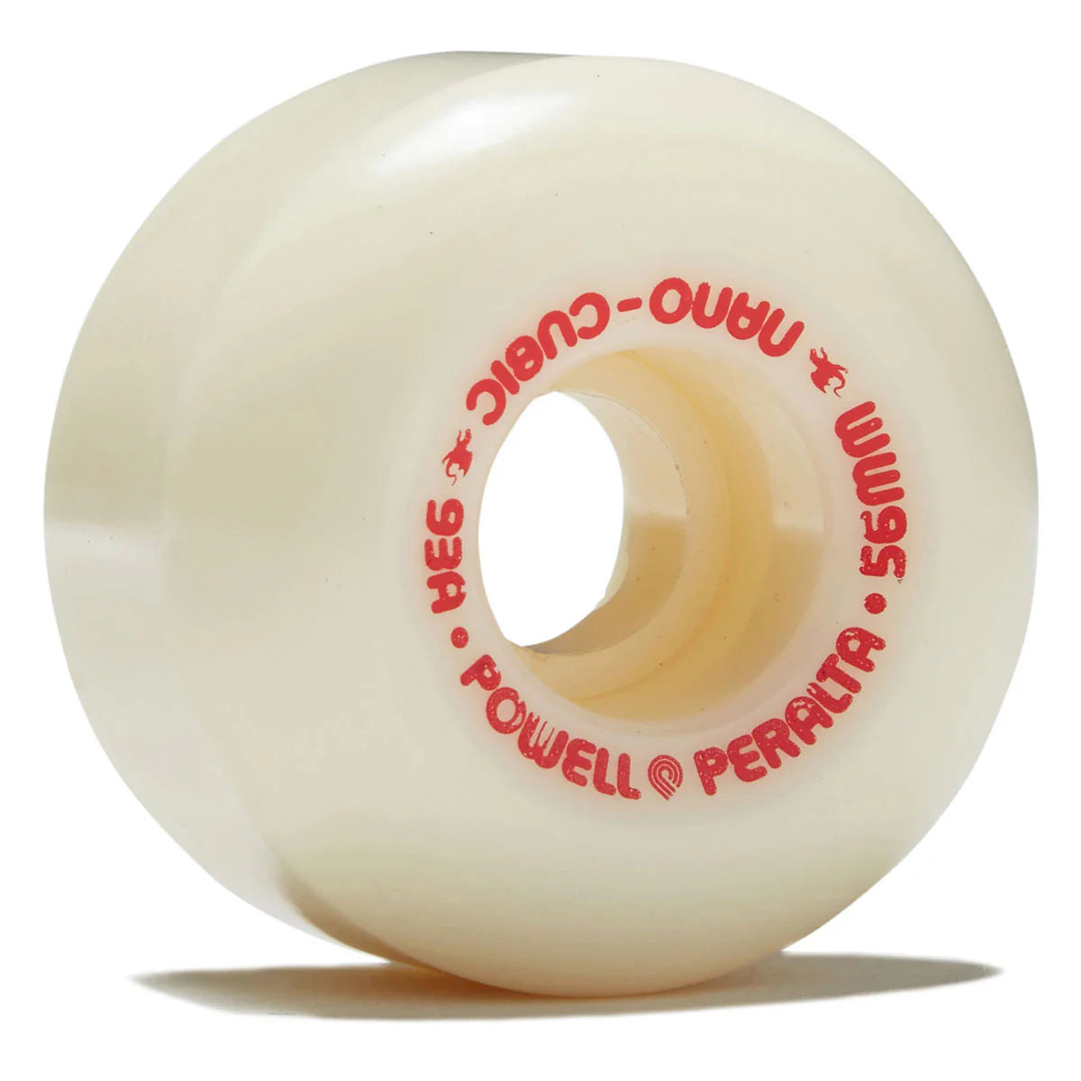 Skateboard wheel with Powell Peralta logo on a white background