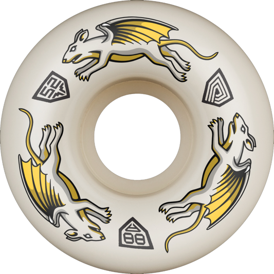 Skateboard wheel with dragon design on a white background