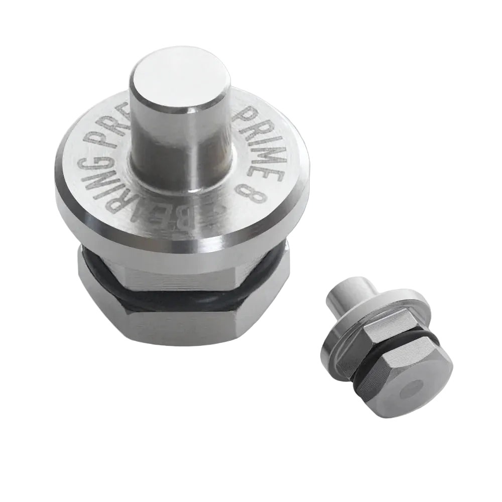 Metallic skateboard bearing press with 'Prime' branding on a white background