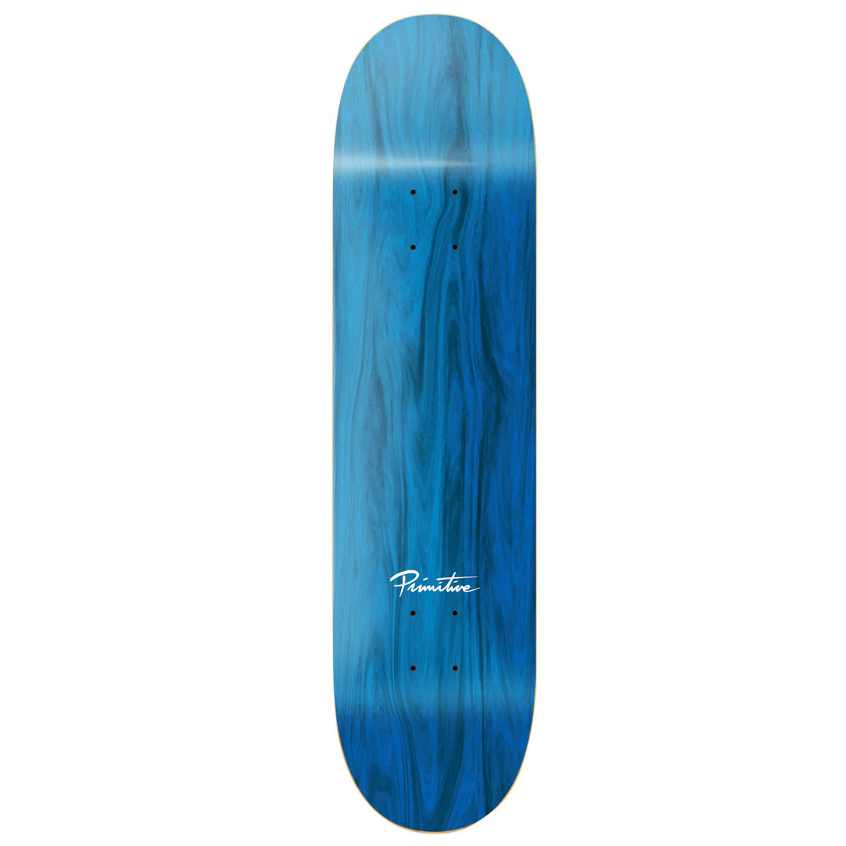 Blue skateboard deck with a gradient effect on a white background