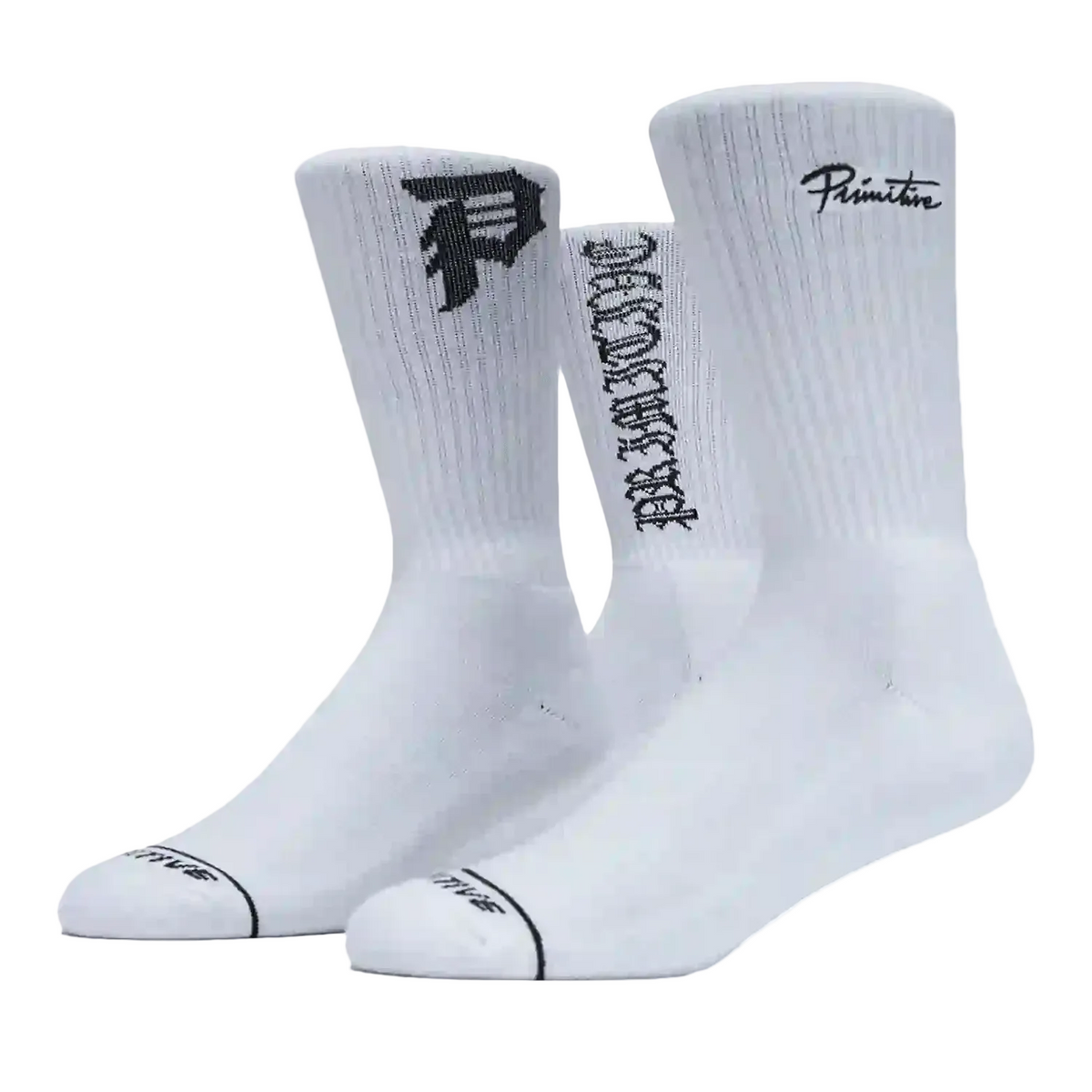 Primitive Socks Core Logo 3 Pack White